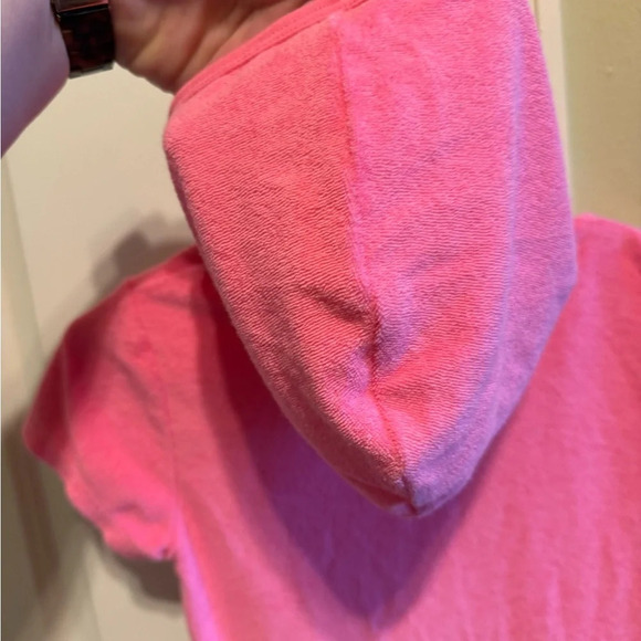 Wonder Nation Pink Hooded Swim Coverup Zipper Short Sleeve Girls Sz LG(10-12) - Picture 8 of 8